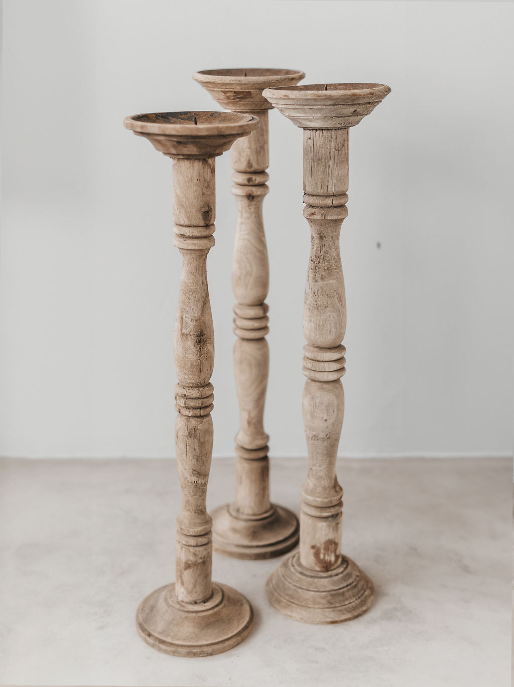 Raw Wooden Candlesticks (set of 2)