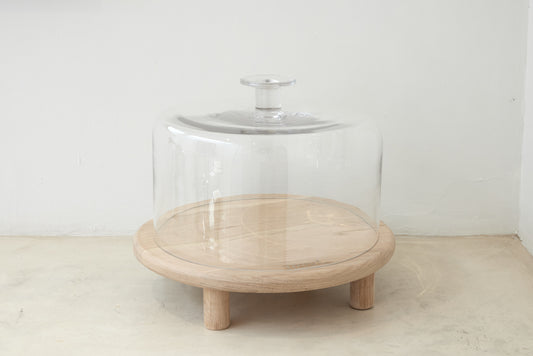 Trend{ING}s Glass Cake Dome on Oak Wooden Stand 