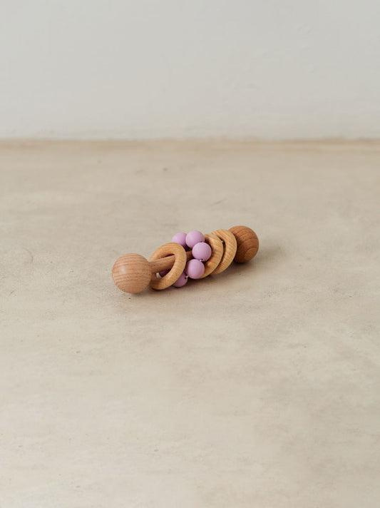 Trend{ING}s Children's Wooden Colourful Teething Rattle with purple beads