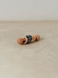 Trend{ING}s Children's Wooden Colourful Teething Rattle with petrol-blue beads