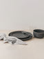 Trend{ING}s Cement Crockery Set in Grey Cement colour laid out as a table setting