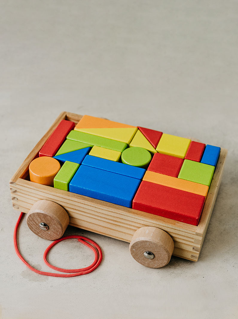 Baby's Building Block on Wheels Wooden Baby Toy Trend{ING
