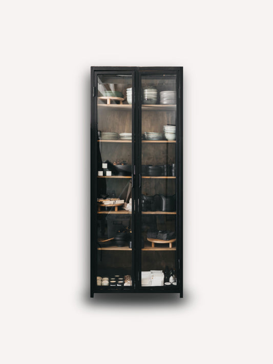 Trend-ings Scandinavian Storage Cabinet with wooden shelving for linen or crockery