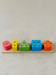 Trend-ings wooden geometric baby game with colourful pieces