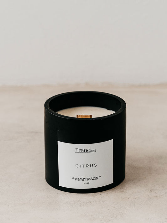 Trend-ings black wooden wick candle, Citrus scent