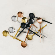 Trend-inggs Matt round teaspoons in solid colours of rose gold, gold, silver and black