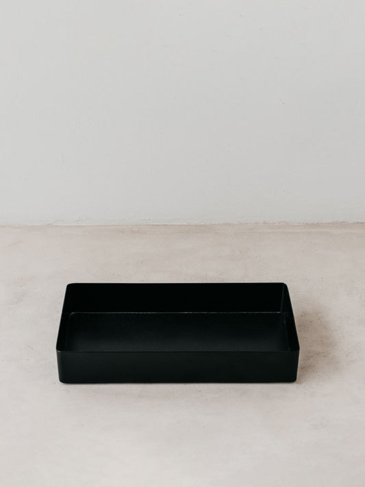 Trend{ING}s deep small steel storage tray in black, empty