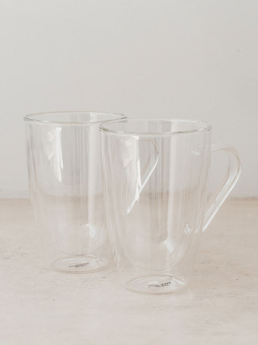 Modern glass coffee mugs (set of 2)